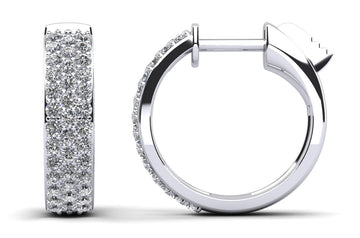 3 Row Huggie Diamond Hoop Earrings Diamond  with 0.61 ct.(finished) 1.2mm