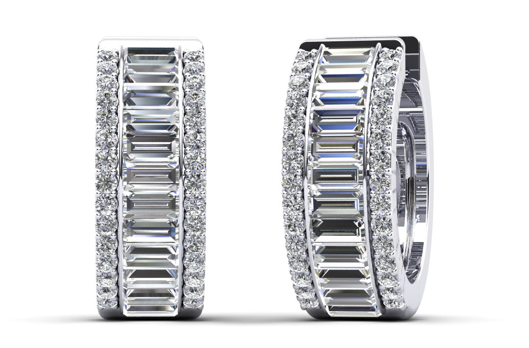 Surrounded Diamonds Baguette Cut Diamond Hoops Lab-Grown Diamond  with 4.20 ct.(finished) 3.5x1.5mm, 1.1mm