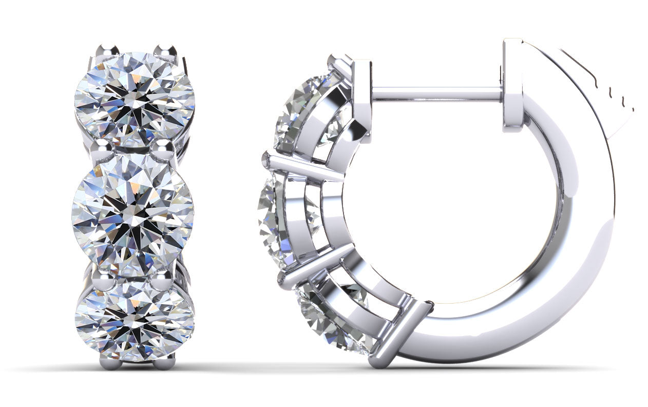 Brilliant Six Diamonds Huggie Hoops Lab-Grown Diamond  with 0.69 ct.(finished) 3.1mm