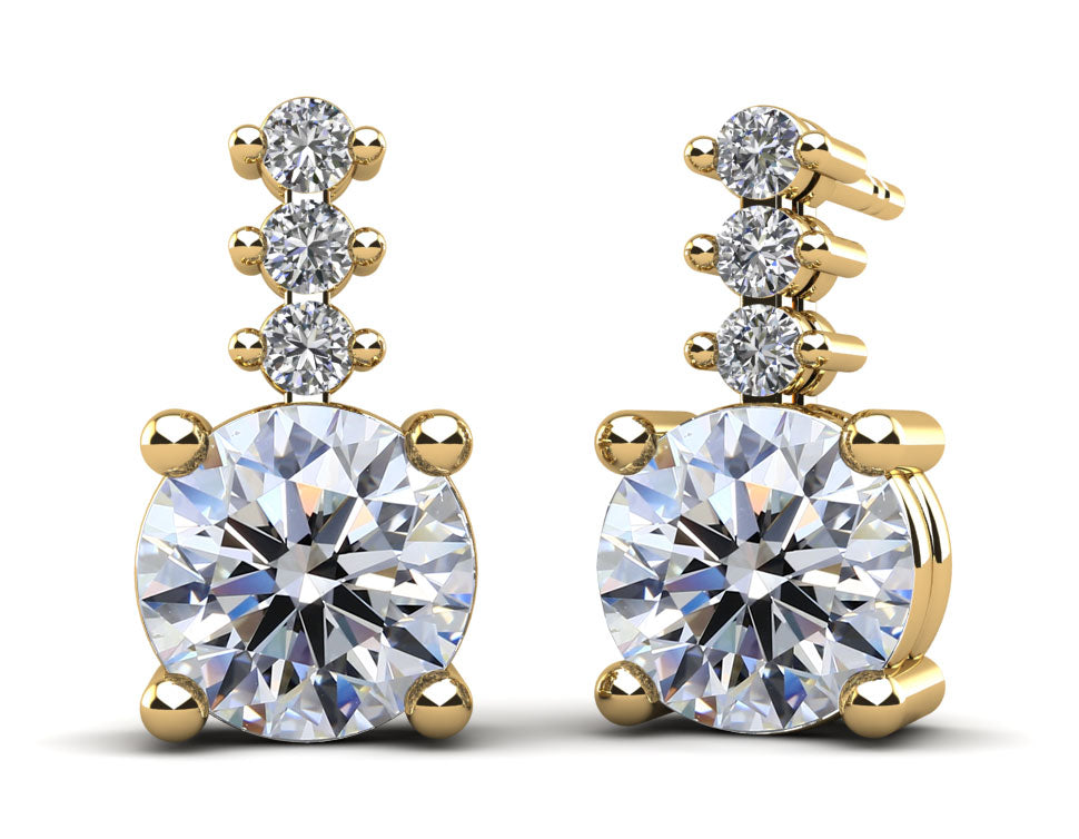 Brilliant Round Drop Diamond Earrings Lab-Grown Diamond  with 2.18 ct.(finished) 1.9mm, 6.5mm