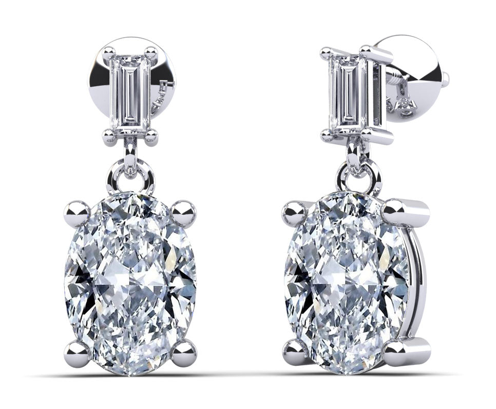 Splendid Oval Cut Diamond Drop Earrings Lab-Grown Diamond  with 1.32 ct.(finished) 3x1.5mm, 6x4mm