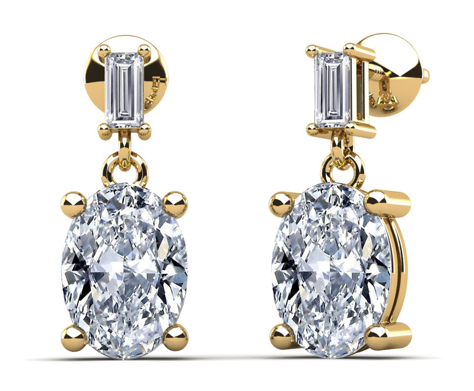 Splendid Oval Cut Diamond Drop Earrings Lab-Grown Diamond  with 1.32 ct.(finished) 3x1.5mm, 6x4mm