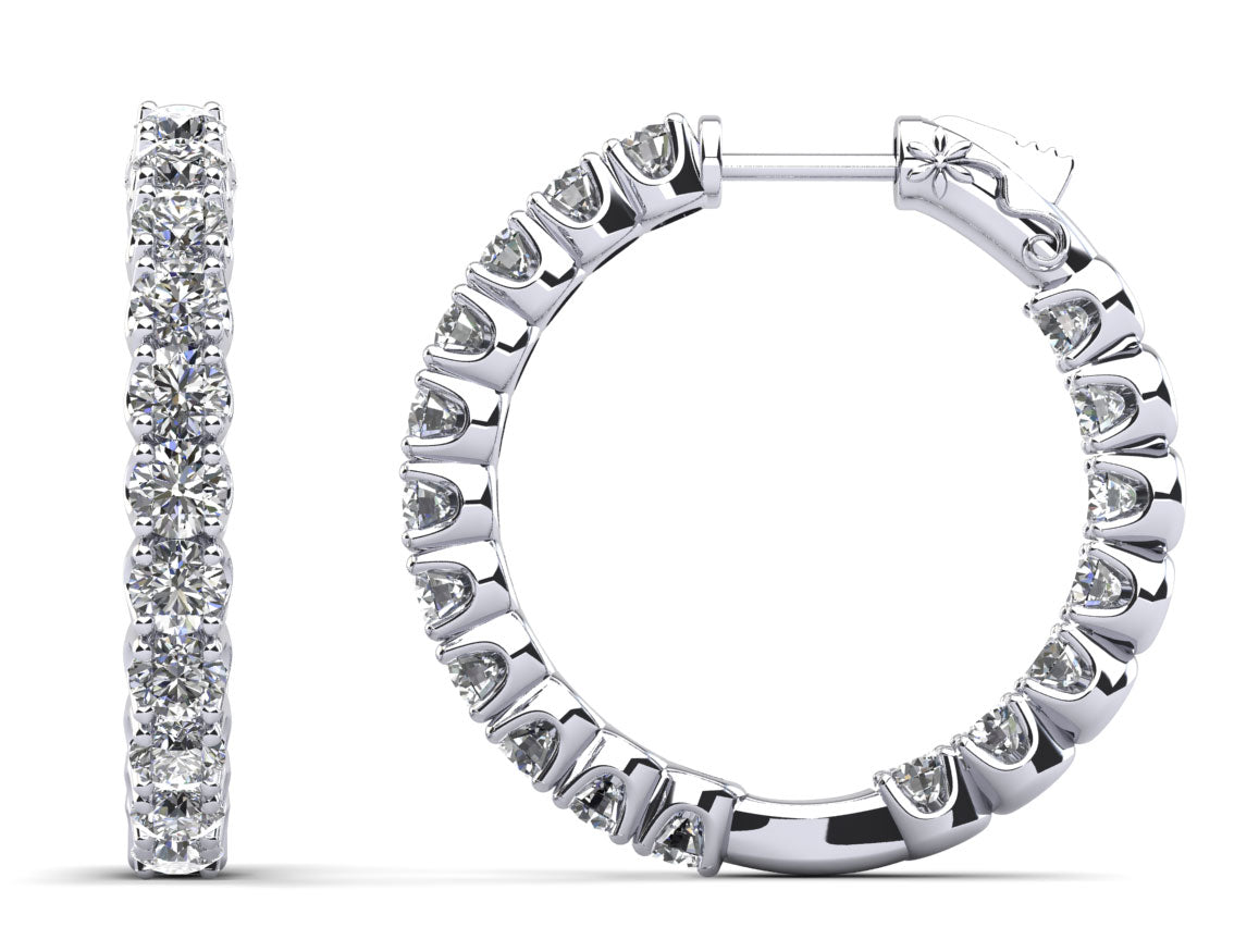 U Shape Brilliance Diamond Hoops Lab-Grown Diamond  with 6.08 ct.(finished) 3.7mm