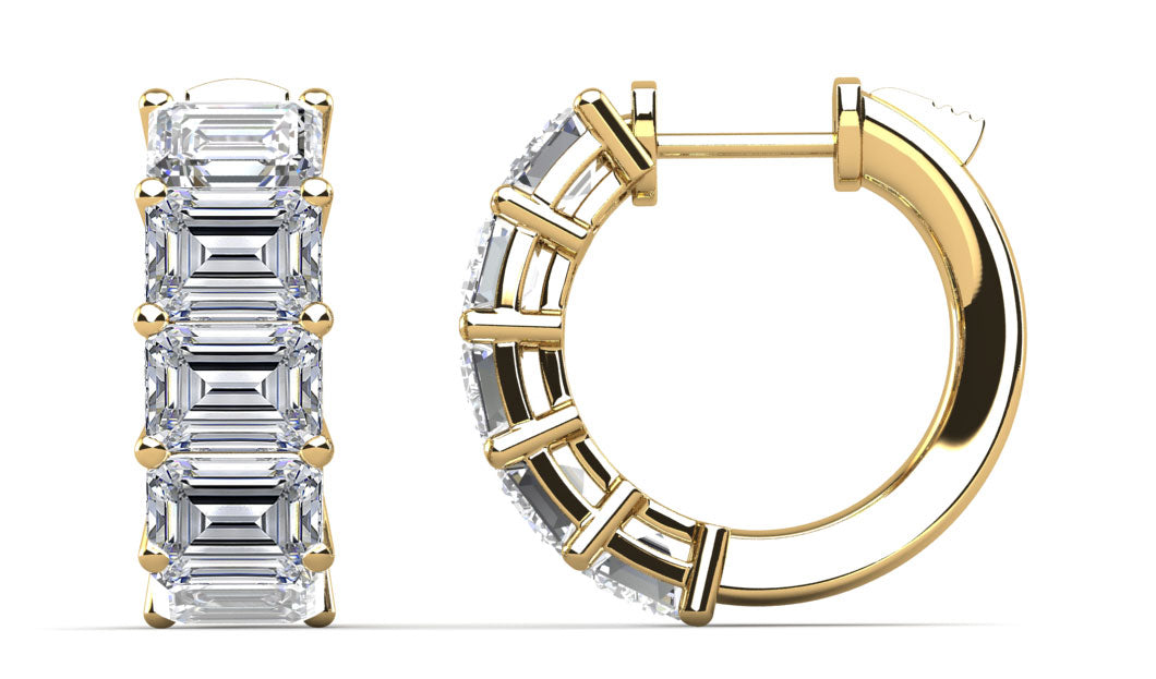 Emerald Cut Ten Stone Diamond Hoops Lab-Grown Diamond  with 1.80 ct.(finished) 3.8x2.9mm