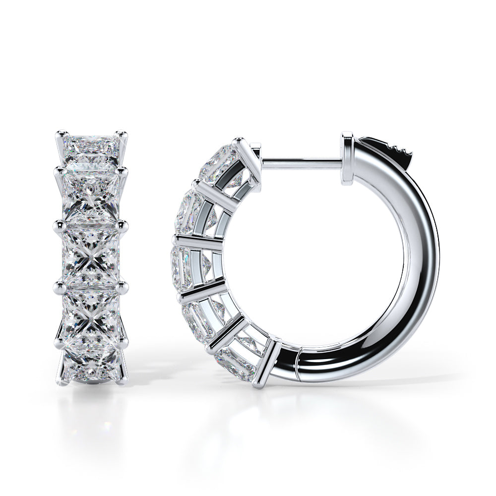 Ten Princess Cut Diamonds Hoop Earrings Lab-Grown Diamond  with 10.00 ct.(finished) 5.5mm