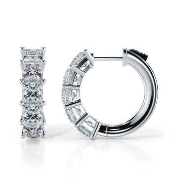 Ten Princess Cut Diamonds Hoop Earrings Lab-Grown Diamond  with 5.00 ct.(finished) 4.5mm