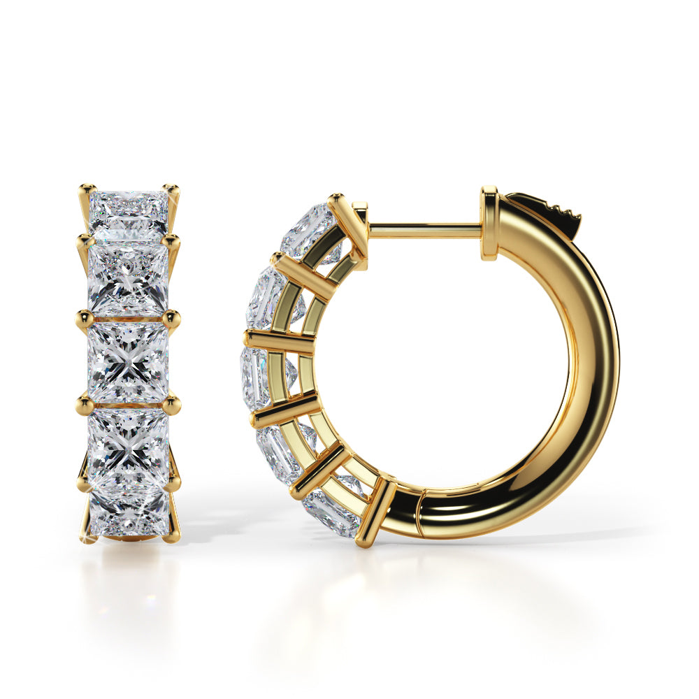 Ten Princess Cut Diamonds Hoop Earrings Lab-Grown Diamond  with 2.67 ct.(finished) 3.5mm