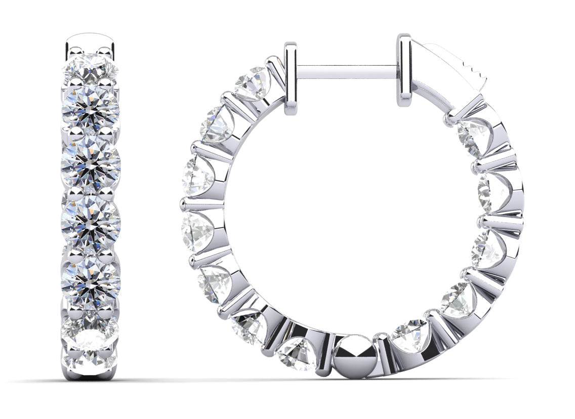 U Shape Cup Diamond Hoop Earrings Lab-Grown Diamond  with 2.24 ct.(finished) 2.6mm