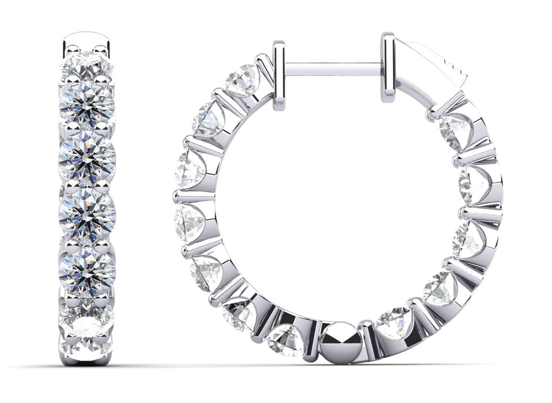 U Shape Cup Diamond Hoop Earrings Diamond  with 2.24 ct.(finished) 2.6mm