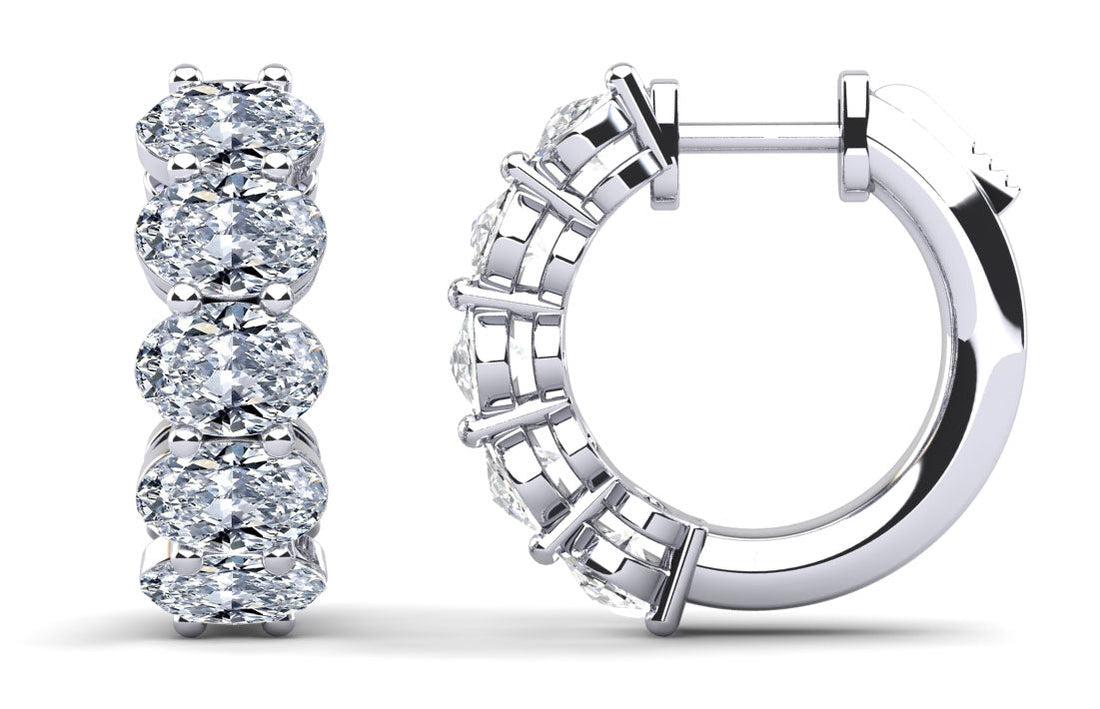 Ten Stone Oval Diamond Hoop Earrings Lab-Grown Diamond  with 2.00 ct.(finished) 4x3mm