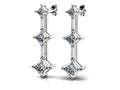 Princess Triple Diamond Earrings Lab-Grown Diamond  with 0.74 ct.(finished) 2mm, 2.6mm, 3.2mm