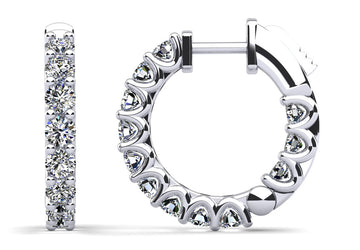 U Shape Prong Diamond Hoop Earrings Small Diamond  with 0.84 ct.(finished) 2mm