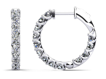 U Shape Prong Diamond Hoop Earrings Medium Lab-Grown Diamond  with 1.38 ct.(finished) 2mm