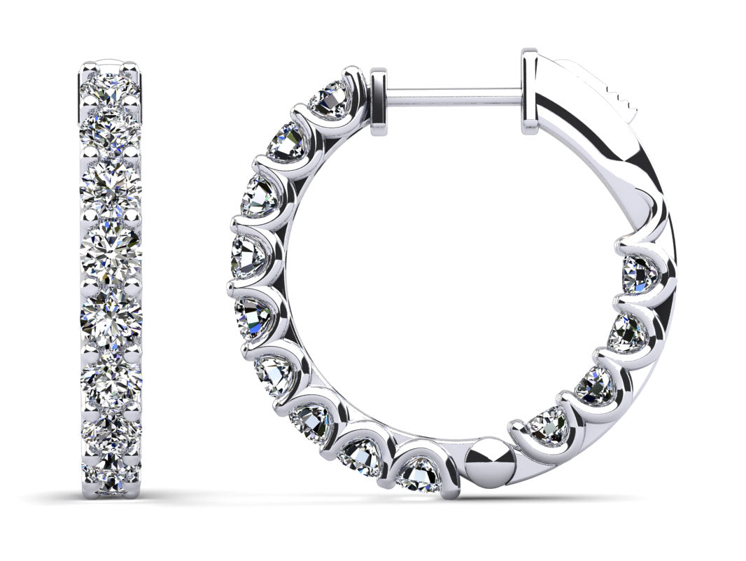 U Shape Prong Diamond Hoop Earrings Medium Diamond  with 5.20 ct.(finished) 3.75mm