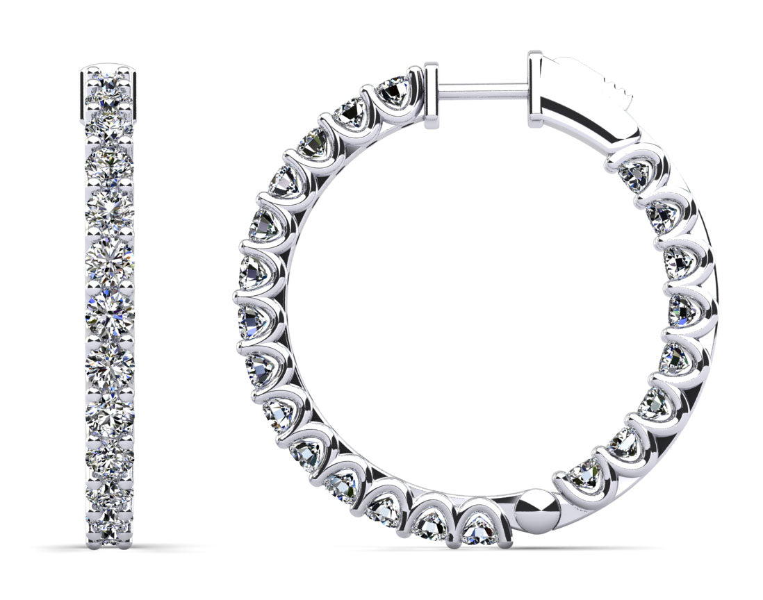 U Shape Prong Diamond Hoop Earrings Large Diamond  with 5.76 ct.(finished) 3.5mm