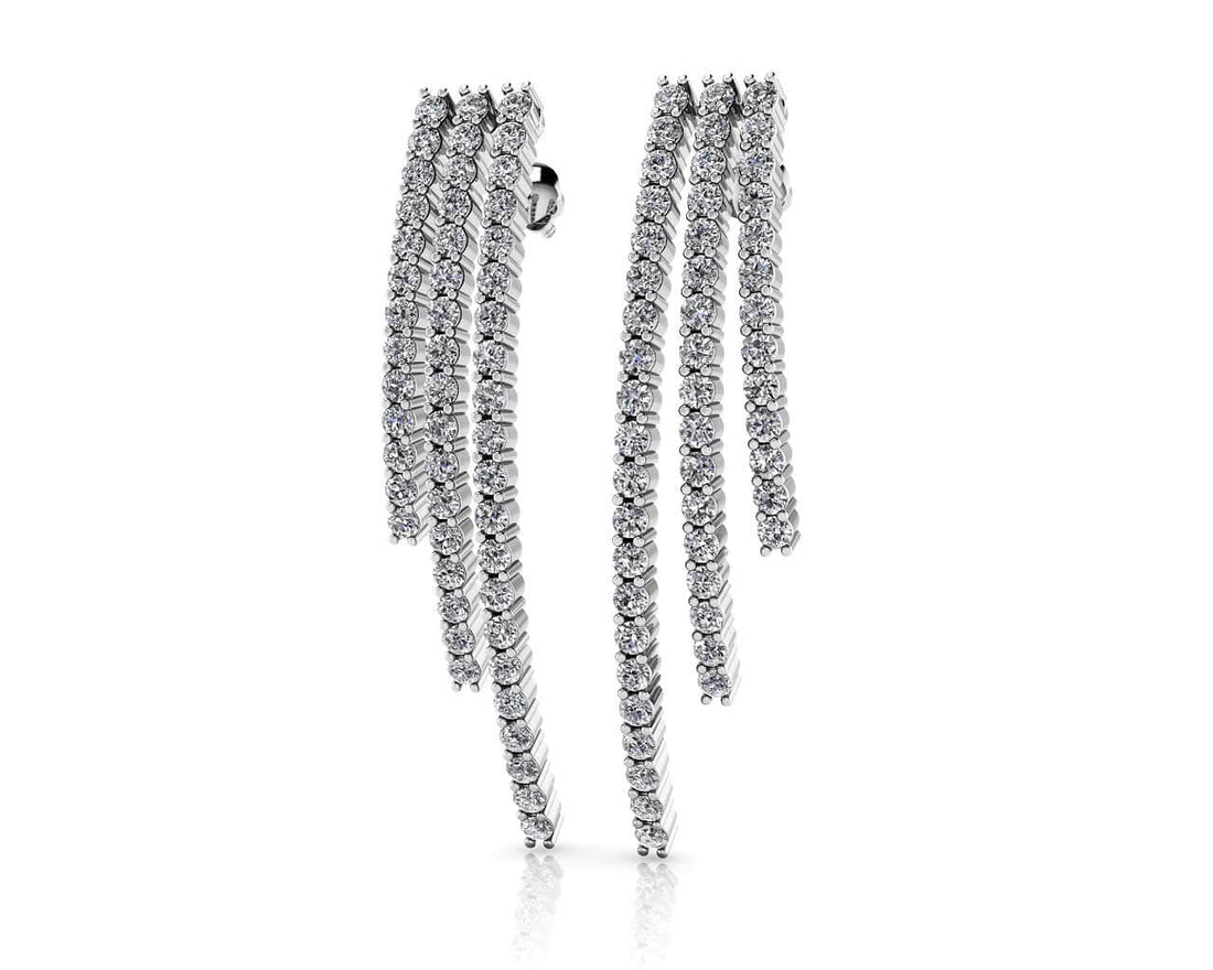 Triple Strand Diamond Earrings Lab-Grown Diamond  with 1.98 ct.(finished) 1.6mm