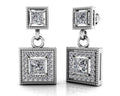 Diamond Square Drop Earrings Lab-Grown Diamond  with 1.38 ct.(finished) 1.1mm, 3mm, 4mm