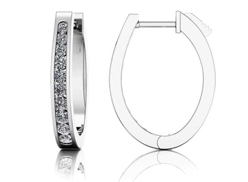 Classic Oval Hoop Earrings Diamond  with 1.45 ct.(finished) 2.2mm, 2.5mm, 3mm