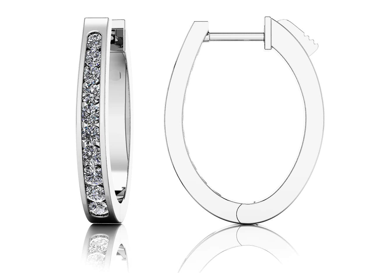 Classic Oval Hoop Earrings Lab-Grown Diamond  with 1.45 ct.(finished) 2.2mm, 2.5mm, 3mm