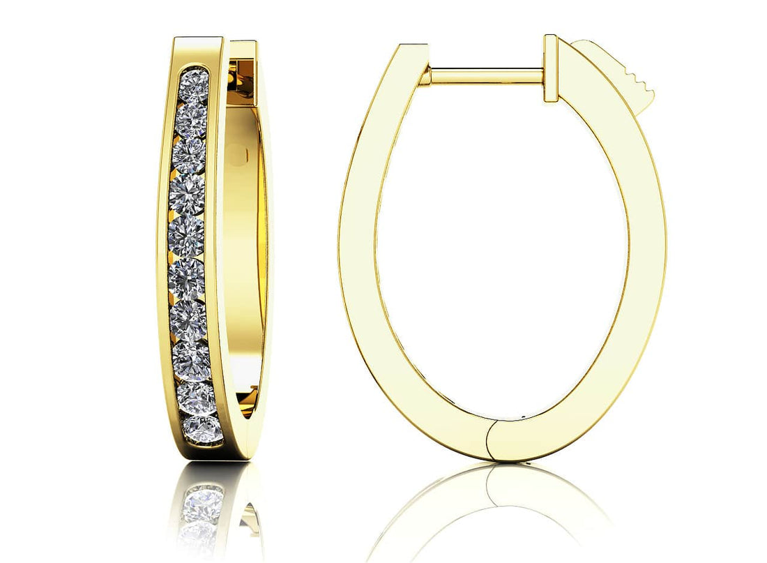 Classic Oval Hoop Earrings Lab-Grown Diamond  with 0.49 ct.(finished) 1.5mm, 1.75mm, 2mm