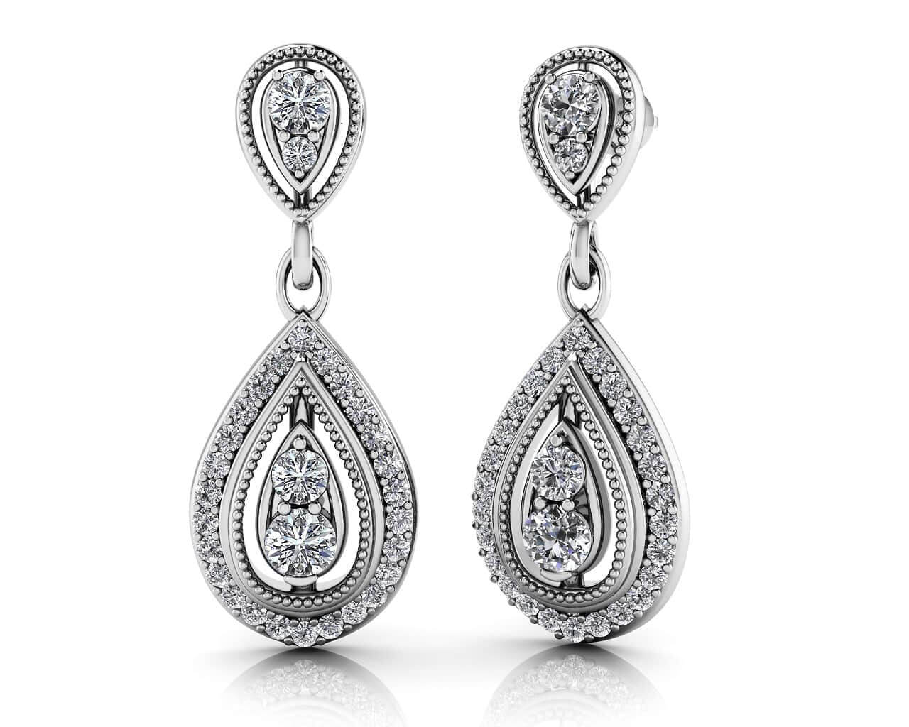 Tear Drop Diamond Drop Earrings Lab-Grown Diamond  with 0.67 ct.(finished)