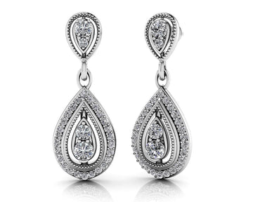 Tear Drop Diamond Drop Earrings Lab-Grown Diamond  with 0.67 ct.(finished)