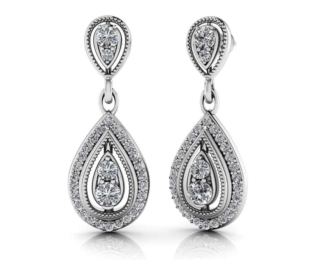 Tear Drop Diamond Drop Earrings Lab-Grown Diamond  with 1.33 ct.(finished)