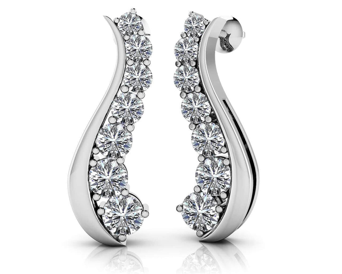 Wavy Journey Diamond Earrings Lab-Grown Diamond  with 1.47 ct.(finished)