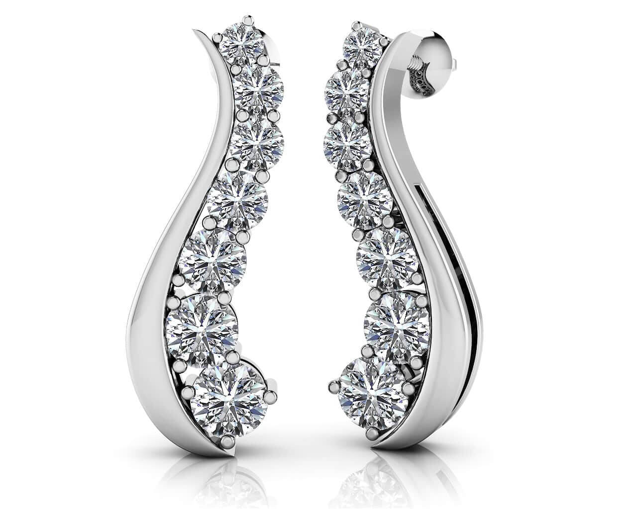 Wavy Journey Diamond Earrings Lab-Grown Diamond  with 1.92 ct.(finished)