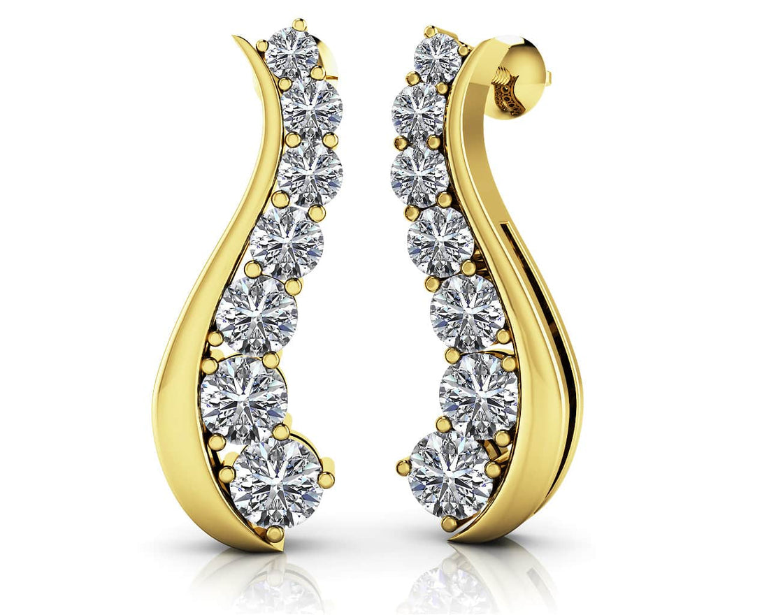 Wavy Journey Diamond Earrings Diamond  with 1.92 ct.(finished)