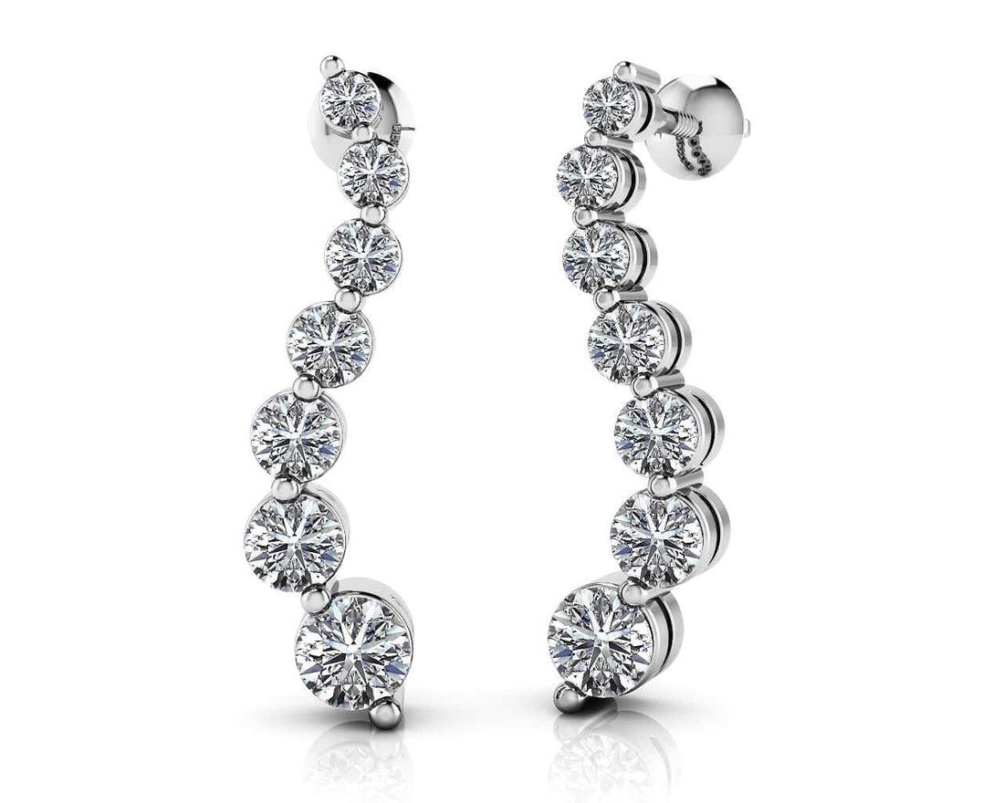 Wavy Journey Round Link Diamond Earrings Lab-Grown Diamond  with 1.98 ct.(finished)