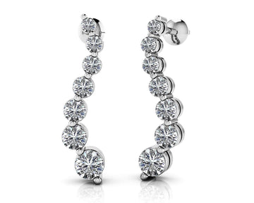 Wavy Journey Round Link Diamond Earrings Lab-Grown Diamond  with 1.63 ct.(finished)