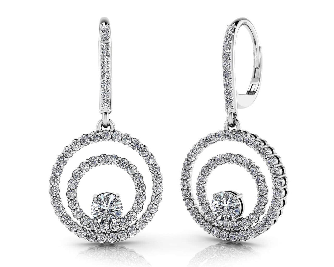 Double Circle Diamond Earrings Lab-Grown Diamond  with 0.94 ct.(finished) 1.1mm, 2.8mm