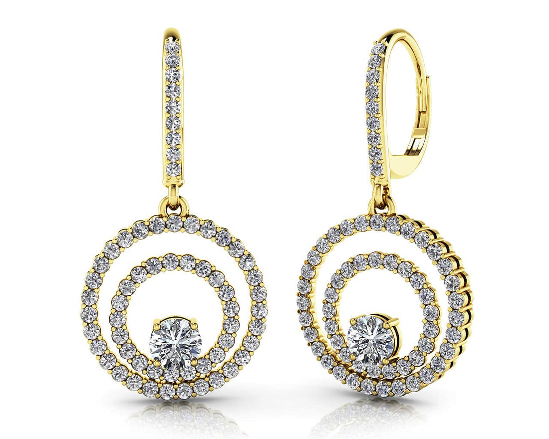 Double Circle Diamond Earrings Lab-Grown Diamond  with 0.94 ct.(finished) 1.1mm, 2.8mm