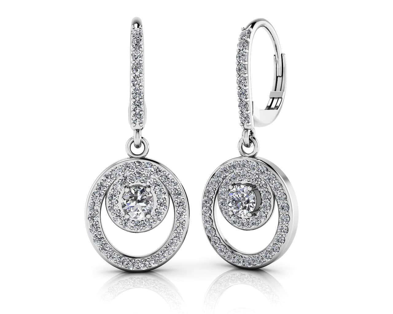 Diamond Circle Pendant Shephard Hook Earrings Lab-Grown Diamond  with 1.50 ct.(finished) 1.3mm, 4mm