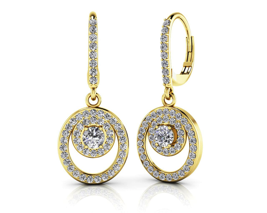 Diamond Circle Pendant Shephard Hook Earrings Diamond  with 0.94 ct.(finished) 1.1mm, 3mm