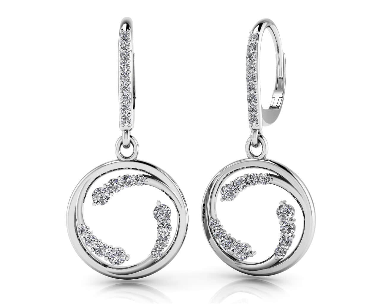 Diamond Wave Hoop Earrings Lab-Grown Diamond  with 0.48 ct.(finished)