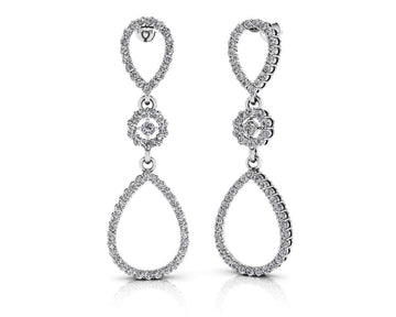 Diamond Drop Teardrop Earrings Diamond  with 1.03 ct.(finished) 1.1mm, 1.5mm, 2mm