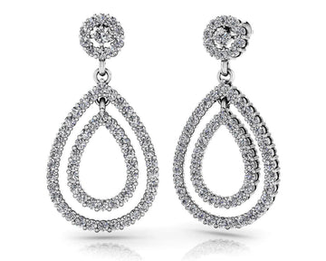 Double Teardrop Diamond Earrings Diamond  with 1.03 ct.(finished) 1.1mm, 1.5mm, 2mm