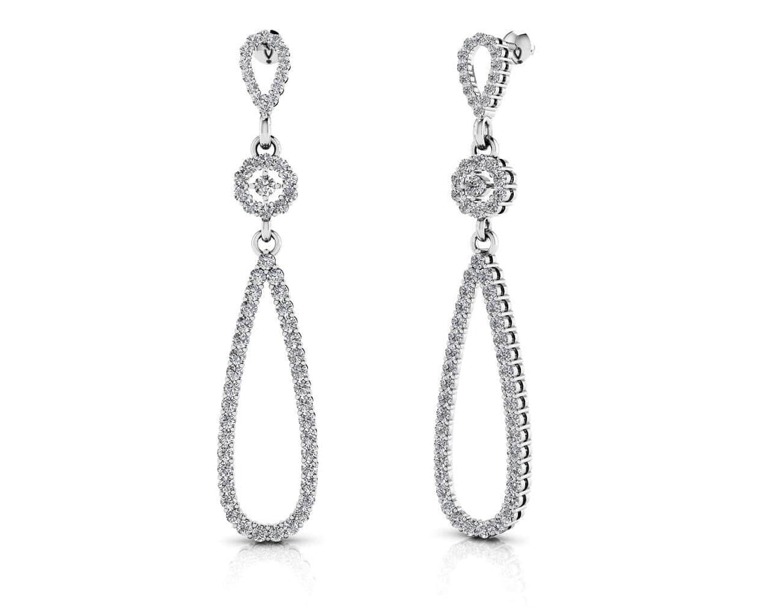 Long Teardrop Diamond Earrings Lab-Grown Diamond  with 1.11 ct.(finished) 1.1mm, 1.5mm, 2mm