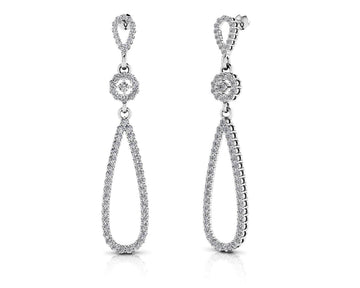 Long Teardrop Diamond Earrings Diamond  with 1.90 ct.(finished) 1.5mm, 2mm