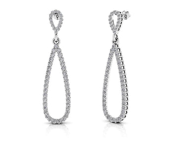 Long Teardrop Drop Diamond Earrings Lab-Grown Diamond  with 0.71 ct.(finished) 1.1mm