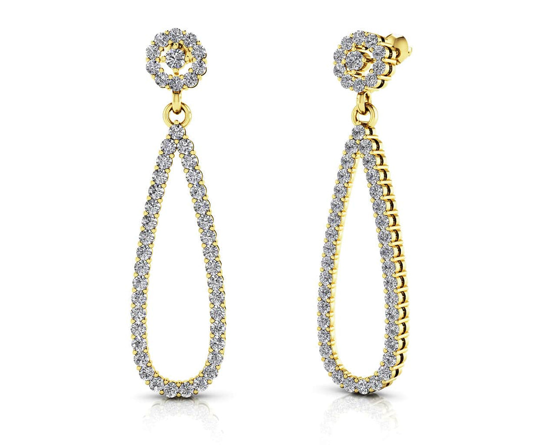 Long Teardrop Earrings Lab-Grown Diamond  with 1.48 ct.(finished) 1.5mm, 2mm