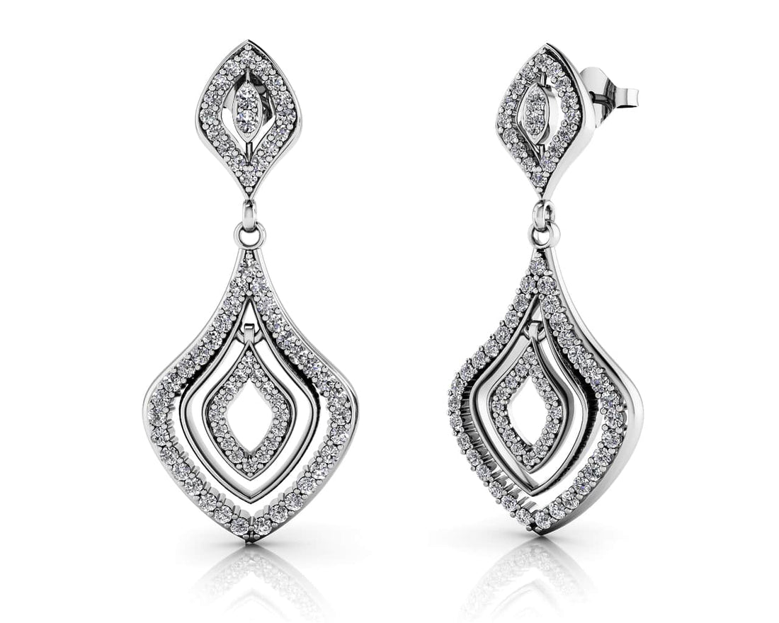 Wavy Double Drop Diamond Earrings Lab-Grown Diamond  with 0.78 ct.(finished) 1mm, 1.2mm, 1.4mm