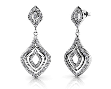 Wavy Double Drop Diamond Earrings Diamond  with 1.44 ct.(finished) 1.2mm, 1.4mm, 1.8mm