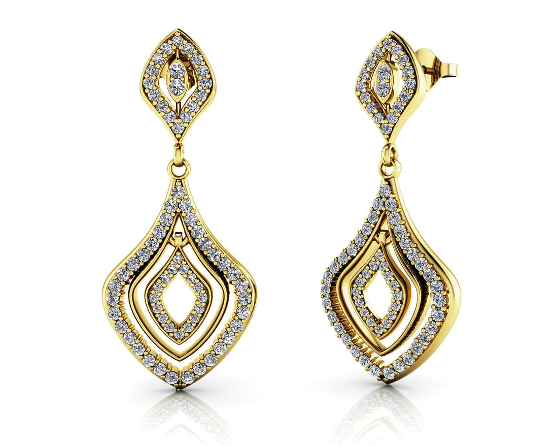 Wavy Double Drop Diamond Earrings Lab-Grown Diamond  with 0.78 ct.(finished) 1mm, 1.2mm, 1.4mm