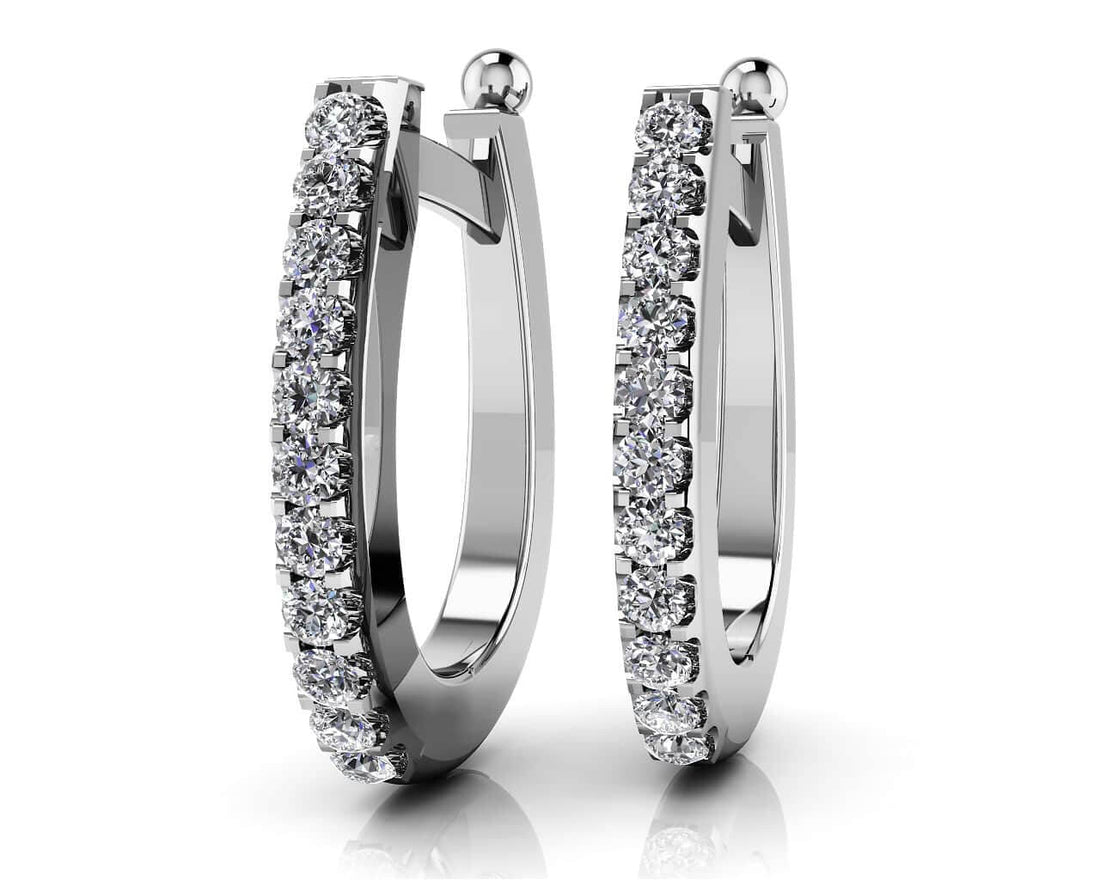 Classic Diamond Hoop Earrings Lab-Grown Diamond  with 0.75 ct.(finished) 2.3mm