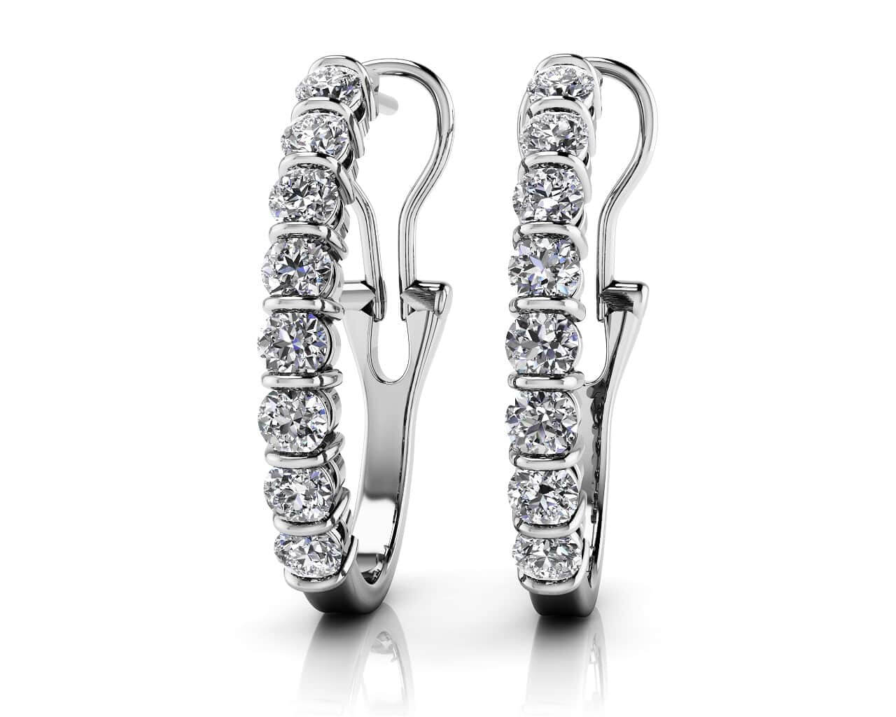 Diamond Oval Shape Hoop Earrings Lab-Grown Diamond  with 0.48 ct.(finished) 1.9mm