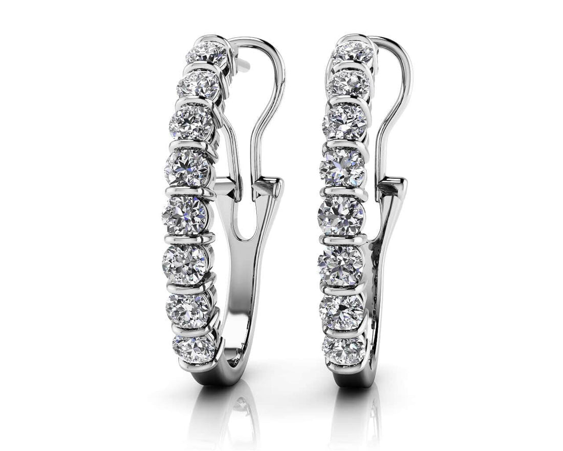 Diamond Oval Shape Hoop Earrings Diamond  with 0.96 ct.(finished) 2.5mm