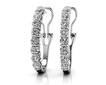 Diamond Oval Shape Hoop Earrings Lab-Grown Diamond  with 0.96 ct.(finished) 2.5mm